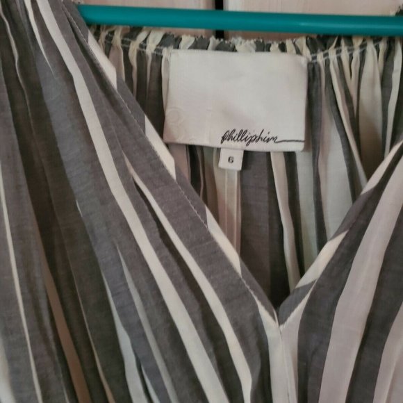 3.1 Phillip Lim Grecian Striped Dress Rope Tie White Gray Size 6 Sleeveless - Picture 5 of 6